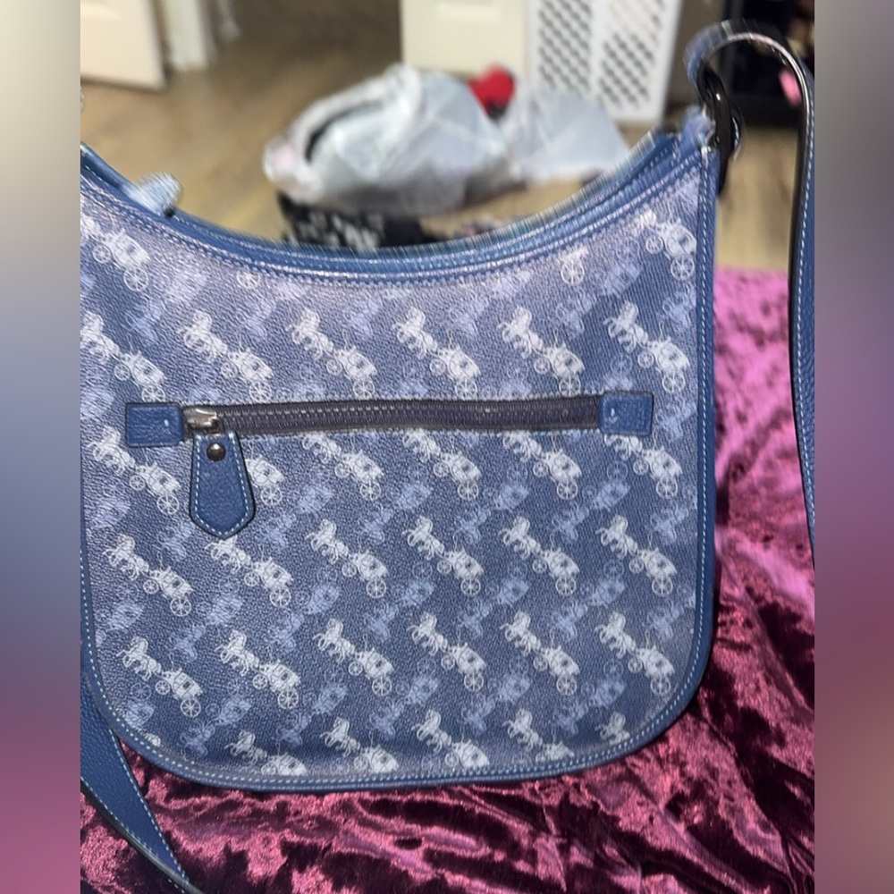 COACH 89140 Horse & Carriage EMERY True Blue Leather Crossbody